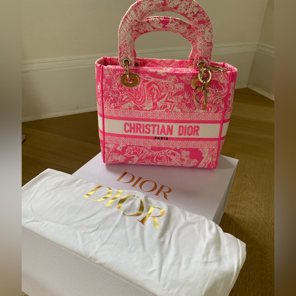 MEDIUM LADY D-LITE BAG
Pink Toile de Jouy Reverse Embroidery - Picture 11 of 14